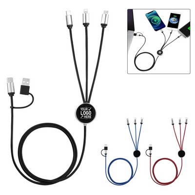 4' Light-Up 3-in-1 Multi-Port Braided Charging Cable