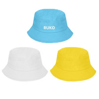 Embroidered 100% Cotton Lightweight Bucket Hat - Unisex One Size