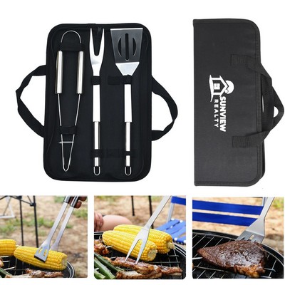 3-Piece Stainless Steel BBQ Tool Set