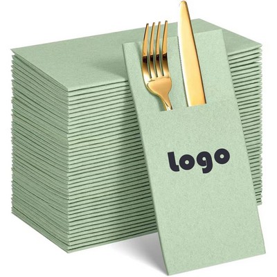 Custom Linen-Feel Tissue Paper with Cutlery Pocket