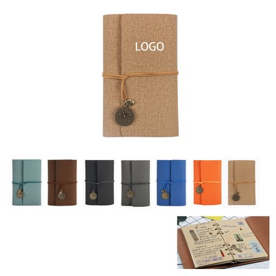 A6 PU Leather Bound Journal Vintage Refillable Travelers Notebook Journal Diary with Pendant