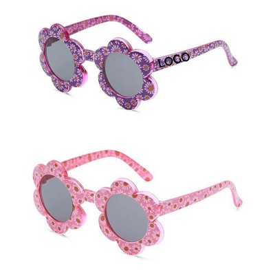 Kids Sunflower Shaped Sunglasses - Floral Print