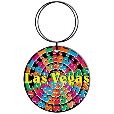 Las Vegas (Step/Repeat) Chip Key Chain w/Clear Mirrored Back (12 Square Inch)