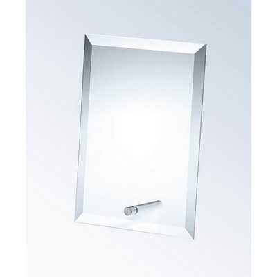 Beveled Vertical Rectangle Glass Award with Aluminum Pole (7"x5")