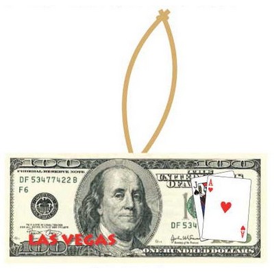 LV Blackjack $100 Bill Ornament w/ Clear Mirrored Back (8 Square Inch)
