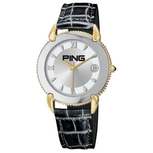Ladies Brass Watch with Black Italian Leather Strap