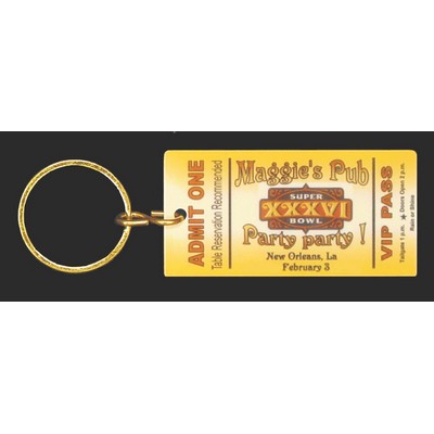 Ticket Style 3" x 1.5" Aluminum Key Tag with a Full color, sublimated imprint. Made in USA
