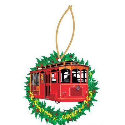 Cable Car Executive Wreath Ornament w/ Mirrored Back (10 Square Inch)