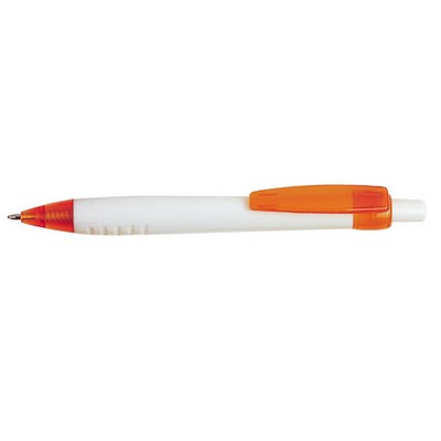 Contoured Ballpoint Pen w/ Side Ridge Grip & Translucent Clip
