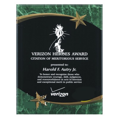 Green Marble Star Plaque Award (7"x9")