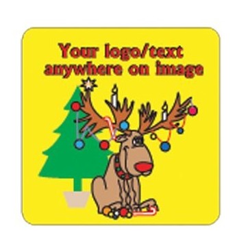 Reindeer Round Metal Photo Magnet (2 1/2")