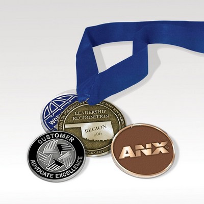 Zinc Medallion with Ribbon - Deep Relief 3-1/2" dia