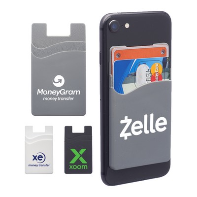 Union Printed - Dual Pocket Silicone Phone Wallets with 1-Color Logo