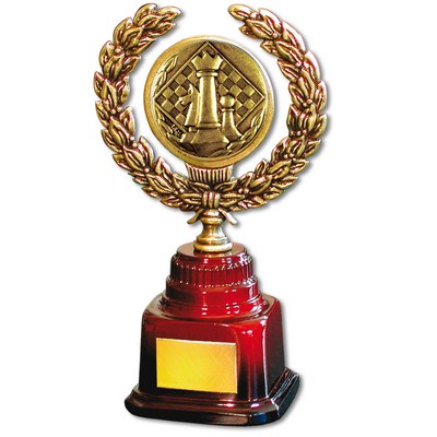 Stock 7" Trophy with 2" Chess Coin and Engraving Plate