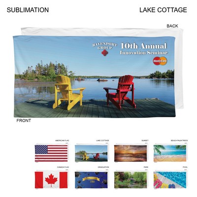 Stock Design By The Lake Sublimated Plush and Soft Velour Terry Beach Towel, (30"x60")