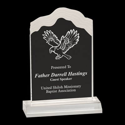 Clear Frosted White Cap Edge Acrylic Award w/4" Base