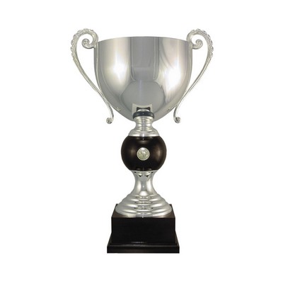 Silver Plated Italian Trophy Cup w/Coin Inset (18½")