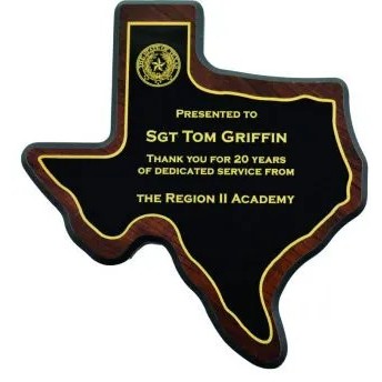 Texas State Shaped Plaque (7¼"x7¼")