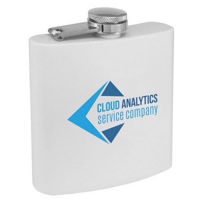 6 Oz. Matte White Powder Coated Stainless Steel Flask