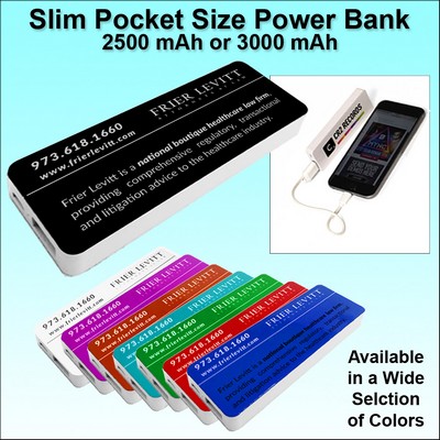 Athens Pocket Size Power Bank 2500 mAh - Black - Full Color Print