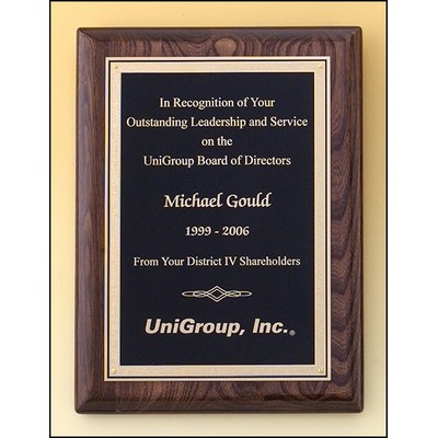 Airflyte® Walnut Piano-Finish Plaque w/Black Textured Plate & Squared Corner (8"x 10.5")