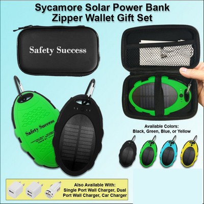 Sycamore Solar Power Bank Zipper Wallet Gift Set 5000 mAh