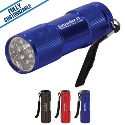 Black 9-LED Flashlight w/Strap (3.375")