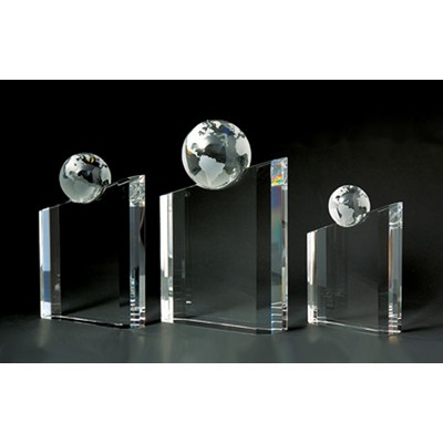 Globe Optical Crystal Award/Trophy 8"H - Variant A