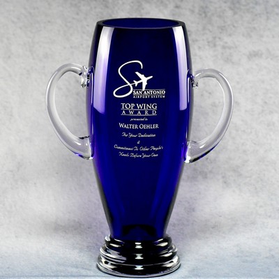 Tall Cobalt Blue Vase with Handles