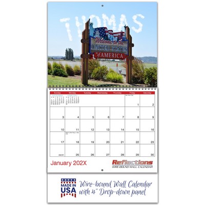 Reflections Wire-bound 18-Month/19-Photo Wall Calendar with 4" drop-down panel