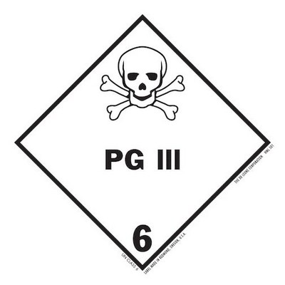 PG III Class 6 HazMat Paper Label - 4" x 4"