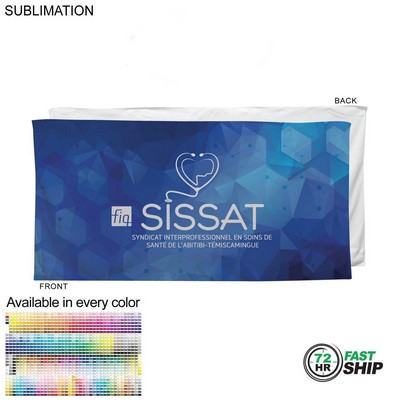 Heavier Weight, Plush Velour Terry Cotton Blend Beach Towel, Sublimated Logo Edge to Edge (30"x60")