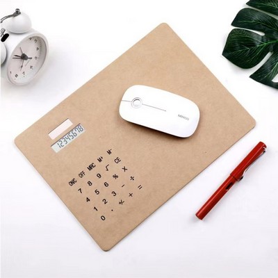 Multi-Function Kraft Paper Mouse Pad With 8 Digits Solar Calculator