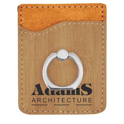 Bamboo Leatherette Phone Wallet with Silver Ring