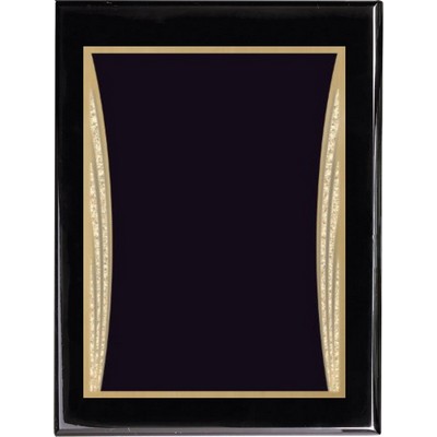 Ebony Piano Finish Plaque with Black Showtime Brass Plate, 9 x 12"