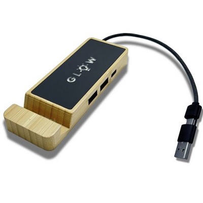 Bamboo LED LOGO Light Up HUB Phone Holder