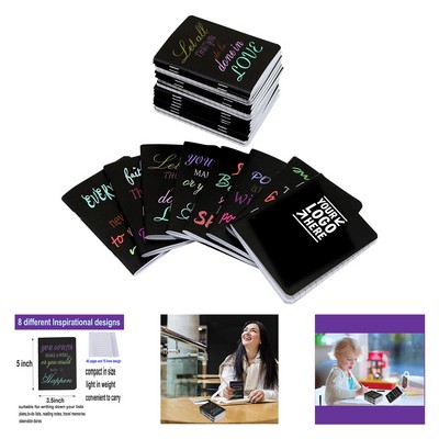 3.5 x 5" 48 Pages 24 Sheets Mini Notepads - Black Inspirational Pocket Notebooks