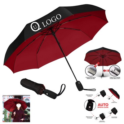 46" Arc Foldable Umbrella With Double Canopy
