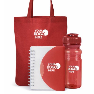 Branded Everyday Essentials Gift Set / Tote, Notebook & Bottle