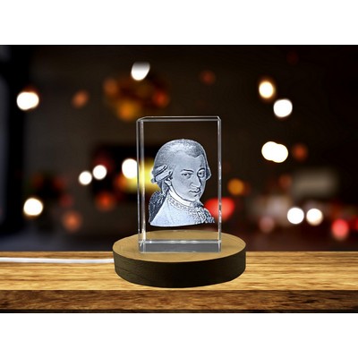 Wolfgang Mozart 3D Engraved Crystal Trophy Award w/LED Base - Gift for Music Lovers