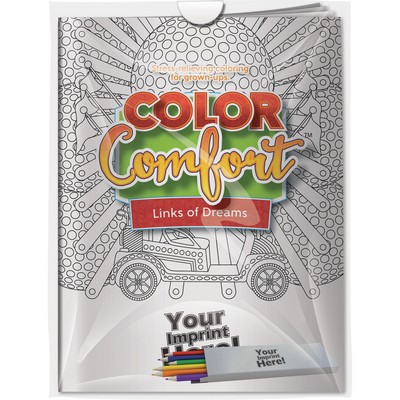 Combo Pack - "Links of Dreams (Golf)" Color Comfort & 6-Pack of Colored Pencil (Imprinted)
