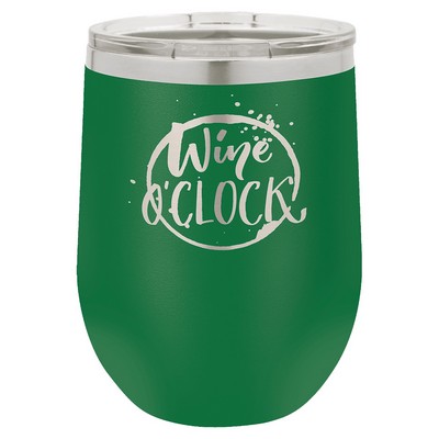 Green Polar Camel™ 12 oz Stemless Wine Tumbler with a Clear Lid