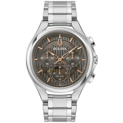Bulova Watches Men's Curv Stainless Steel Bracelet Watch Gray Dial