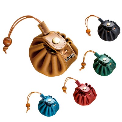 Hand-Made Top Layer Cowhide Coin Purse Drawstring Coin Bag