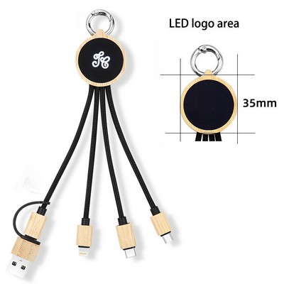 5" 1 Bamboo Charging Cable with Light-Up Logo
