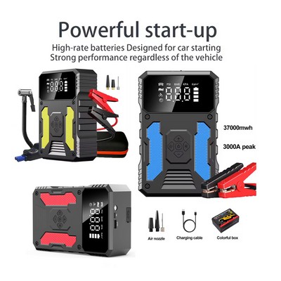Portable Car Jump Starters With Tyre Inflator 12V 37000mWh