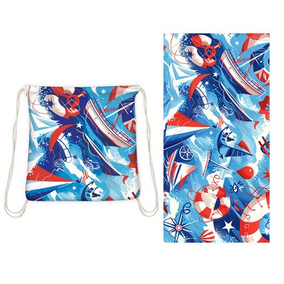 2" 1 Drawstring Beach Towel Backpack 32 x 63"