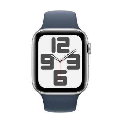 Apple Watch Se Gps + Cell 44Mm Silver Aluminum Case W/ Storm Blue M/L Sport Band