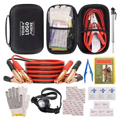 Car Emergency Tool Kit W/ Jumper Cable And First Aid