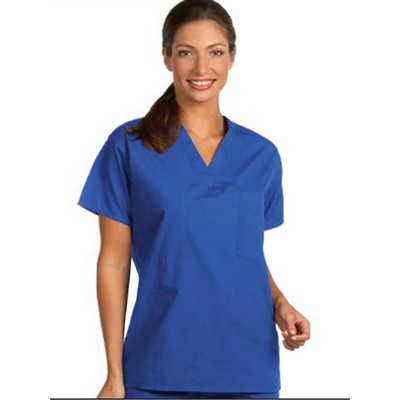 Fashion Seal Fashion Poplin - Unisex Reversible V-Neck Top in Blueberry